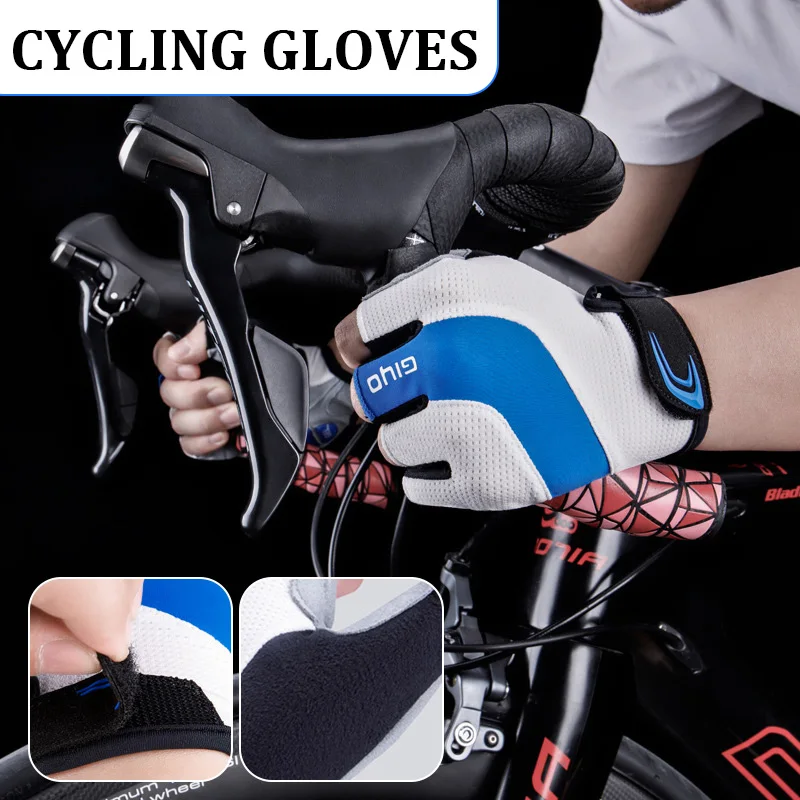 

Cycling Gloves Anti Slip Shock Absorbing Padded Breathable Half Finger Gloves Accessories for Men/Women A7