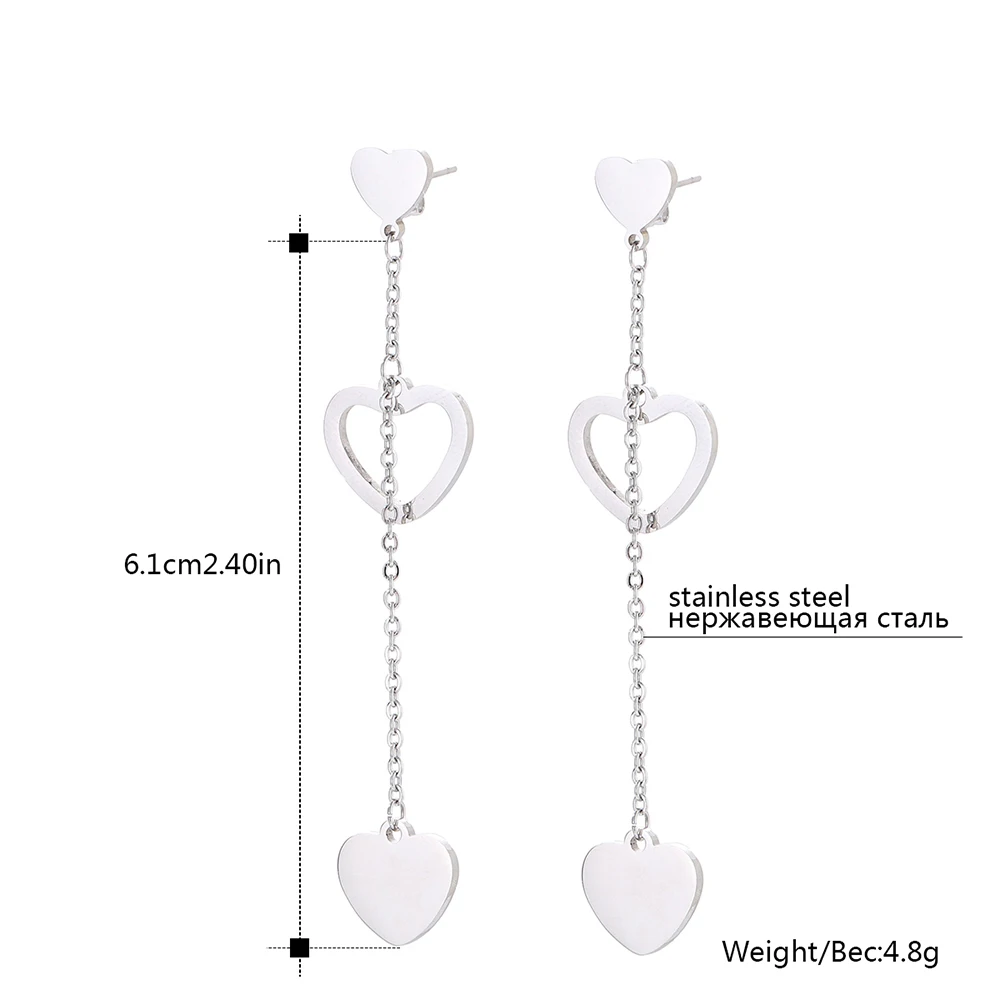 Корейские модные длинные геометрические серьги-кисточки в форме сердца серьги