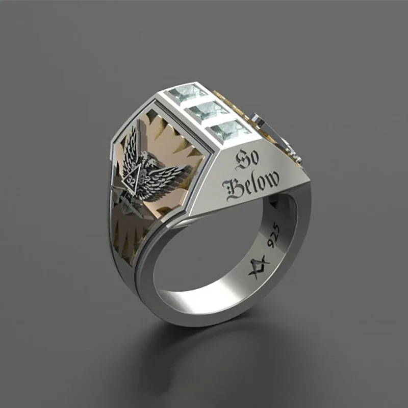 POFUNUO мужское модное двухголовое масонское кольцо с орлом вечерние кольца в стиле