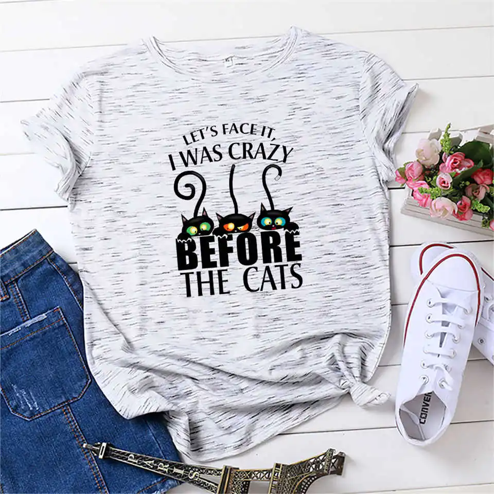 

Женская футболка с изображением кота, с надписью, 2021