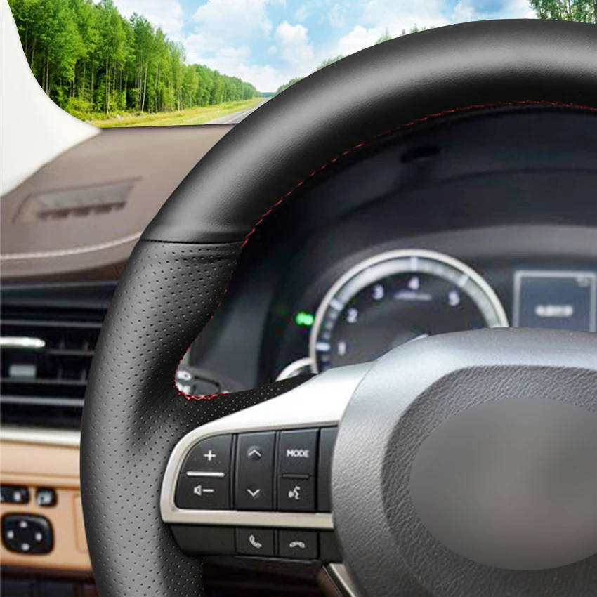 

LQTENLEO Black Artificial Leather Car Steering Wheel Cover For Lexus ES200 ES250 ES300h GS200 GS300h GS450h RX200t RX450h LX570