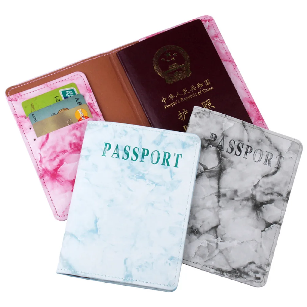 

Credit Card Holder Travel Accessories Leather Marble Passport Cover For Women Men Bank ID Card Holder Passport Cover Wallet Case