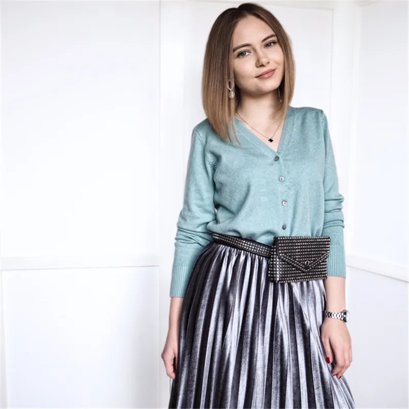GCAROL New V Neck Women Candy 30% Wool Cardigan Fall Winter Minimalist OL Short Knit Jacket Elegant Stretch Knitwear S-2XL |