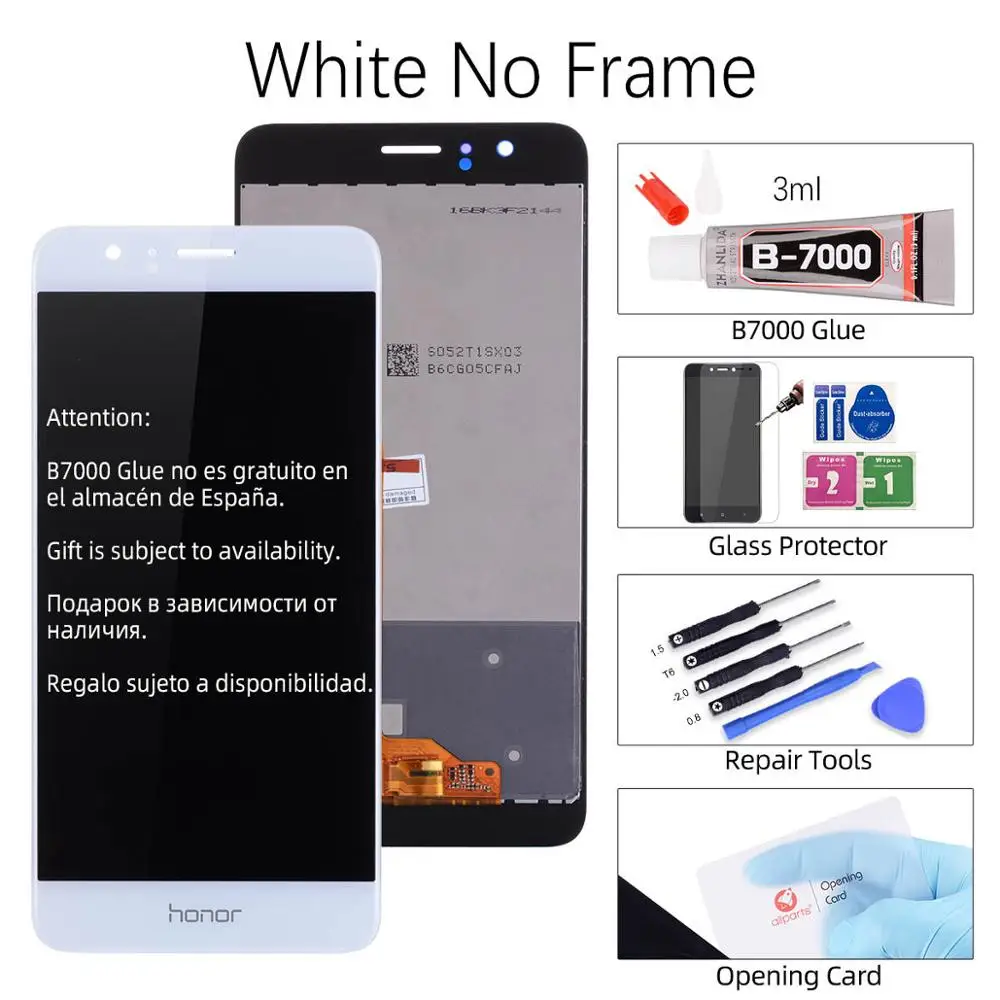 Дисплей для huawei Honor 8 Ремонт сенсорного ЖК-экрана с рамкой для Honor 8 ЖК-дисплей 5,2 ''frd-l09 FRD-L19 - Цвет: No Frame White