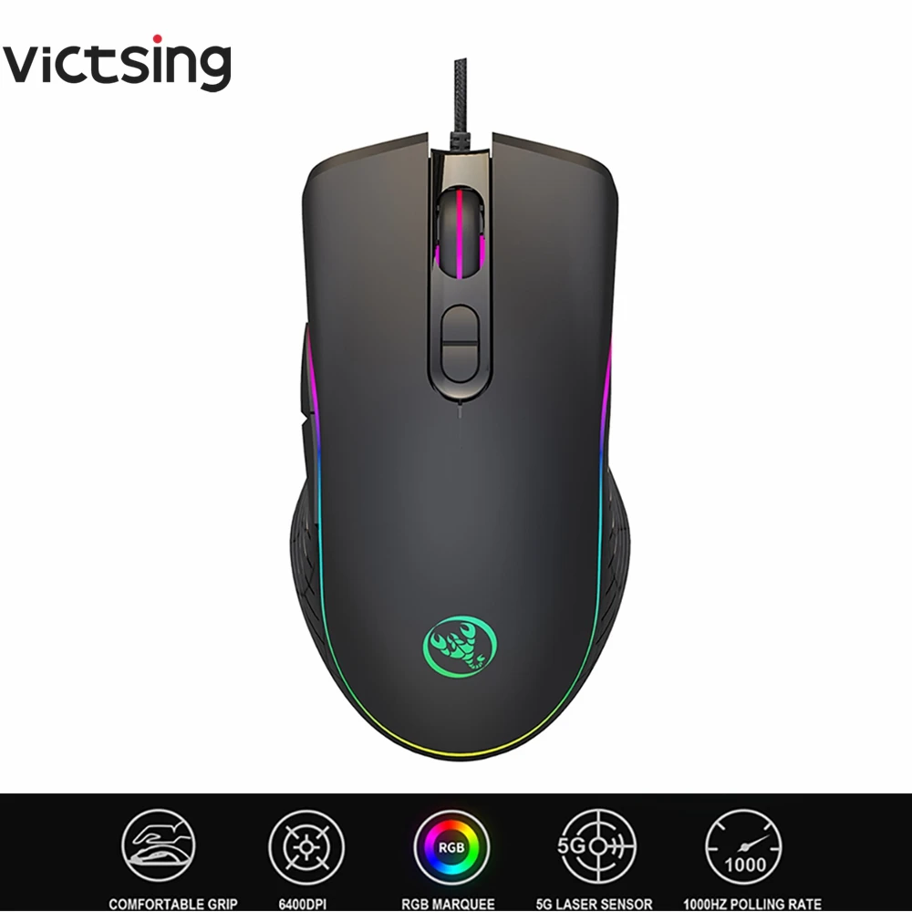Проводная игровая мышь 6400 DPI RGB 7 программируемая кнопка удобная ручка мыши для