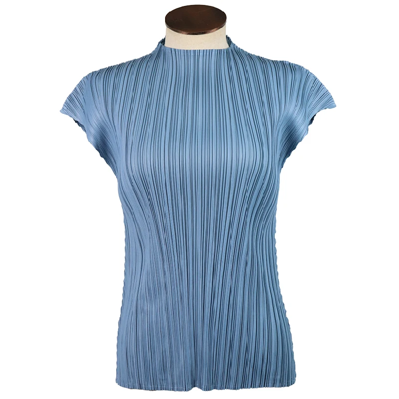 Женская плиссированная футболка Miyake Классическая однотонная свободная без