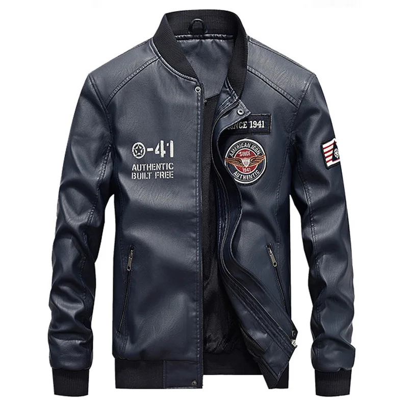 Мужская куртка из искусственной кожи blкг повседневная с воротником в стиле