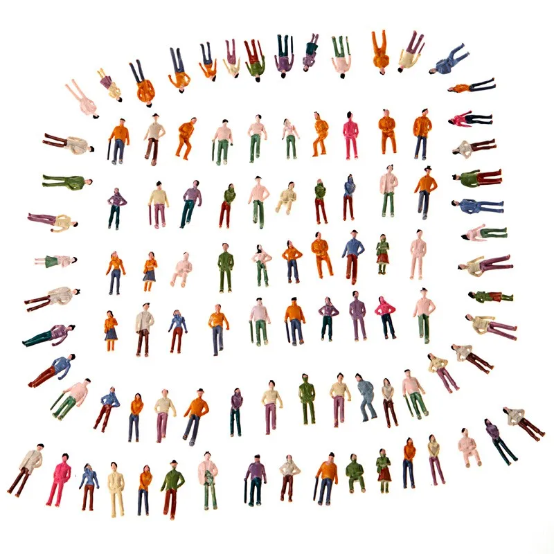 100 шт. окрашенная Модель поезда Люди цифры о масштаб 1: 75 смешанные модели