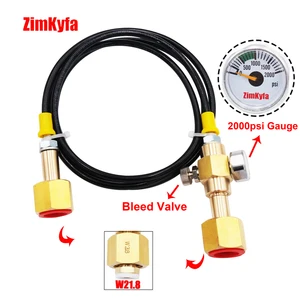 Заправочная станция для резервуара CO2, зарядный адаптер, передача с шлангом 1,5 м 5 футов, W21.8-14 на W21.8-14(DIN 477) с манометром 2000psi