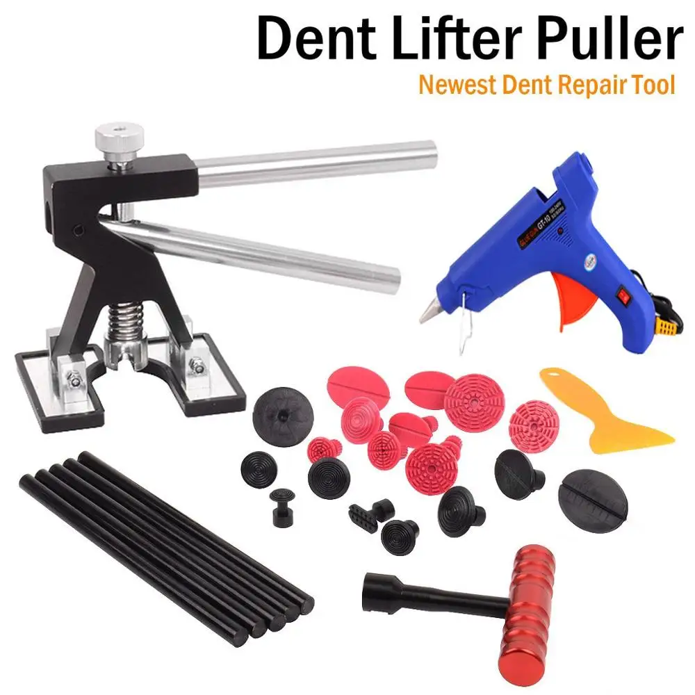 melhor Ferramentas De Reparo Do Carro Dent Extrator Paintless Remoção Kit Preto Levantador Com 19pcs Remoção Dent Puxando Tabs Ventosa