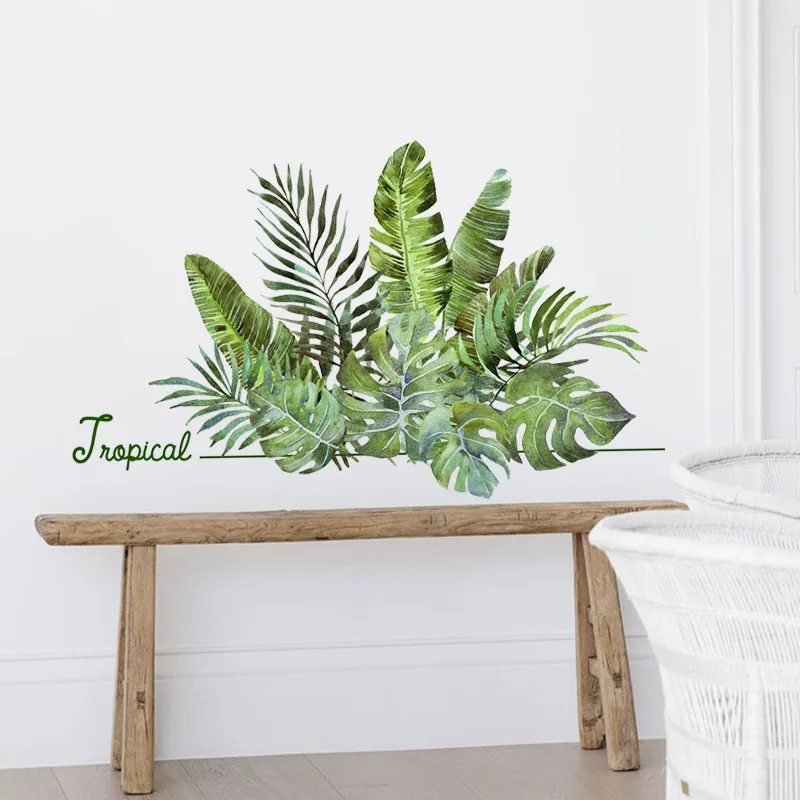 Тропическая зеленая растительность Zollor самоклеящаяся наклейка на стену сделай
