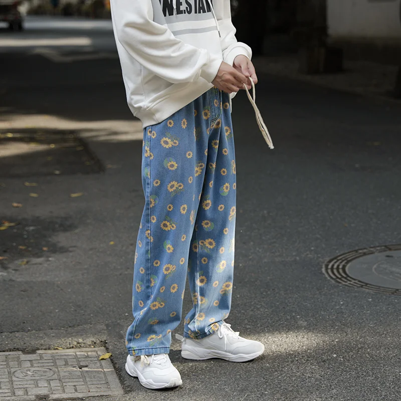 

Men's And Women's Oversized Jeans, Casual Korean Street Clothes, Hip Hop Pattern Printing, Fashion, Fall 2021 Series