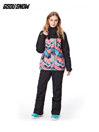 Женский лыжный костюм GSOU ветронепроницаемый водонепроницаемый со штанами