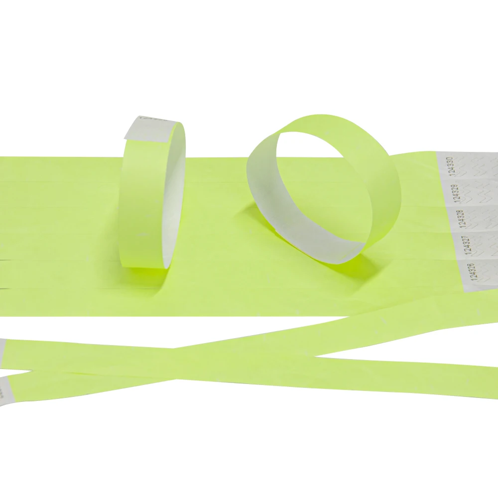 Neon Yellow Color 3/4 inch Tyvek Wristbands with Number Beautiful for Parties Events Identification 500 Pieces | Дом и сад