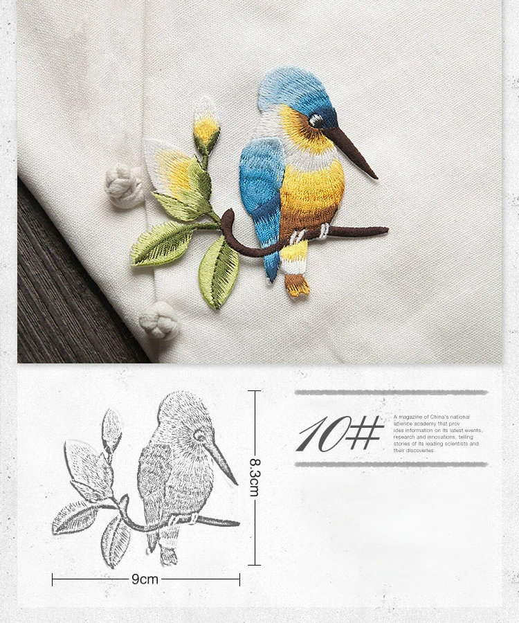 10 single bird Птица патч цветок вышивка железа на патчи для одежды аппликация DIY шляпы пальто платье брюки аксессуары ткань стикер - Цвет: 10 single bird