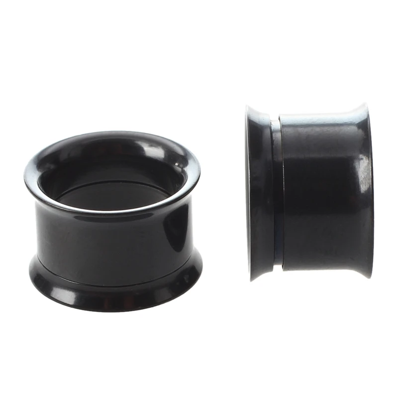 Черные стальные серьги в стиле панк туннель заглушки для ушей плоский тип оправы: