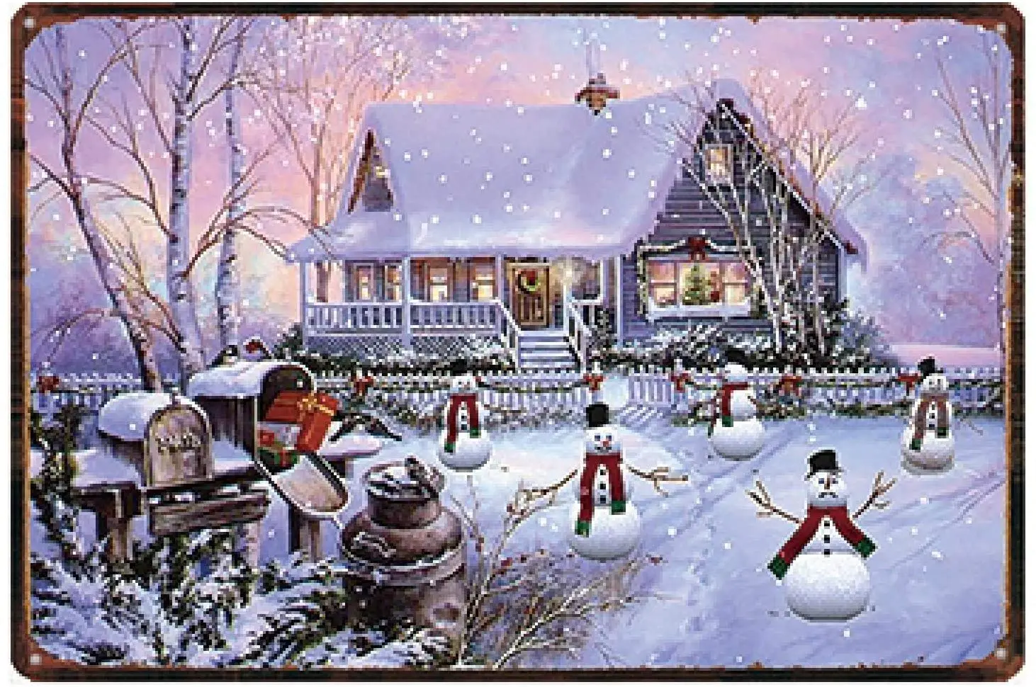 

Christmas Snowman Vintage Tin Sign Metal Plate Christmas Decorations Metal Sign For Home Wall Bar Art Party Decor 12*8 Inch