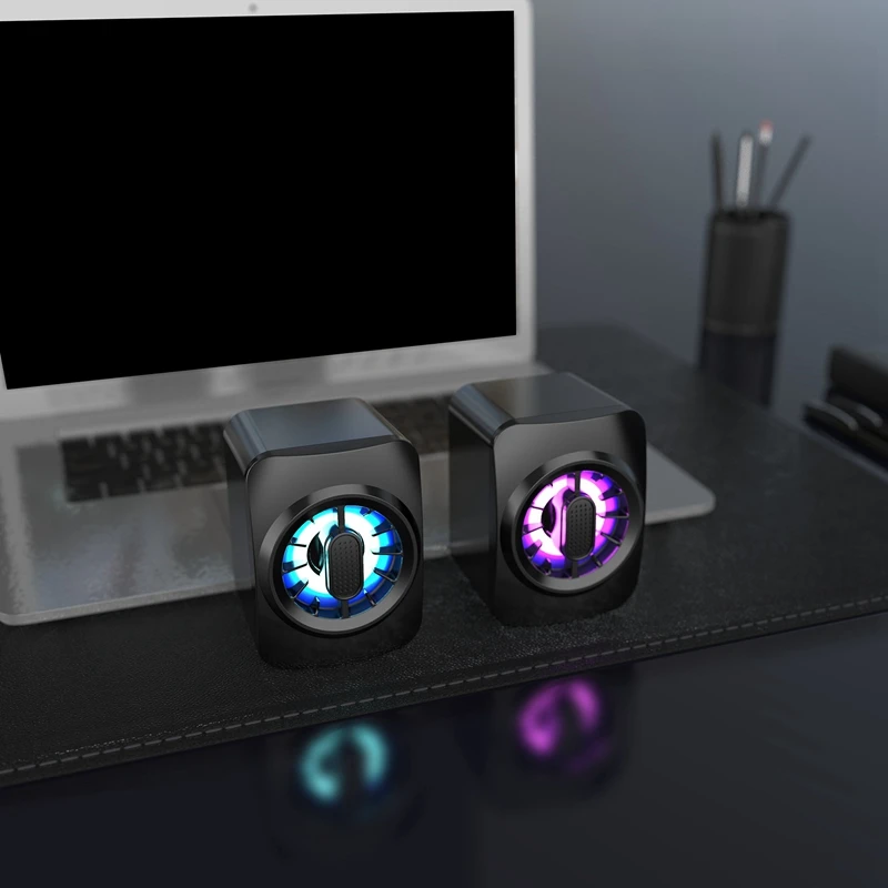 

A1 Computer Speakers Multimedia Computer Desktop USB Power Supply 3.5mm Wired Subwoofer RGB Dazzling Light Mini Speaker