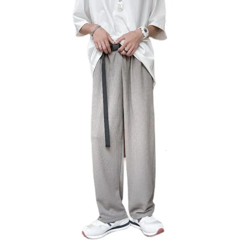 

Spring Wide-leg Pants Men's Fashion Solid Color Casual Pants Men Streetwear Korean Loose Straight Pleated Pants Mens Trousers