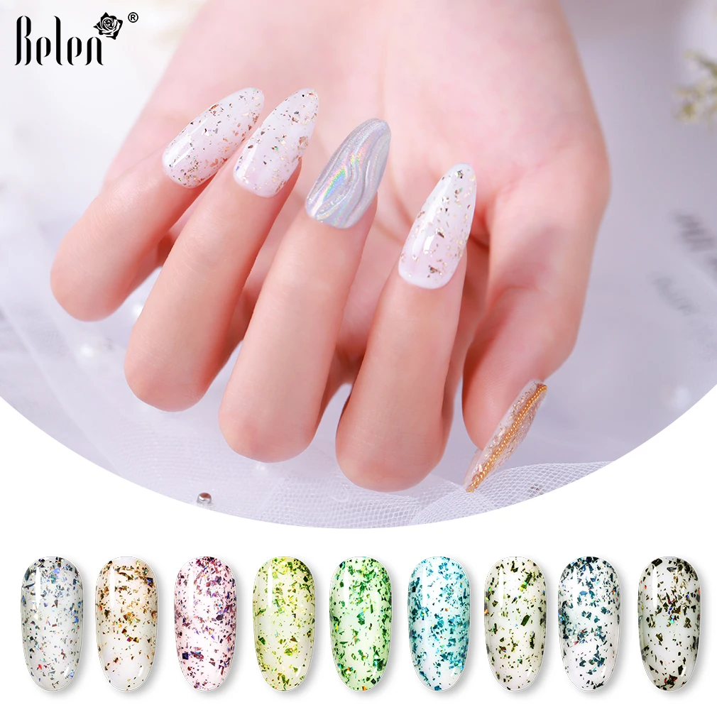 Belen Baby's Breath Petal Flower Gillter Gel Polish Soak Off UV LED Nail Varnish Primer Needed Permanent Enamel Salon 10ML | Красота и