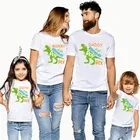 Одинаковые Семейные наряды на день рождения мальчика динозавра Рекс темативечерние семейный образ футболка детская одежда для отца мамы дочки сына