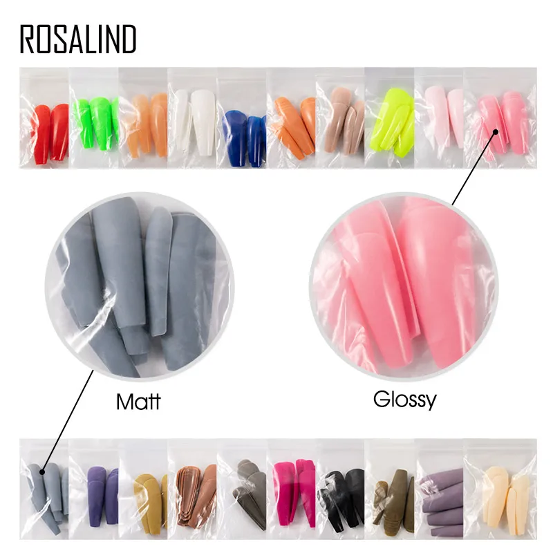 ROSALIND Fake Nail Piece Colorful French Nail Piece 200Pcs Glossy/Matte With Manicure Tool Nail Patch Can Not Be Worn Repeatedly