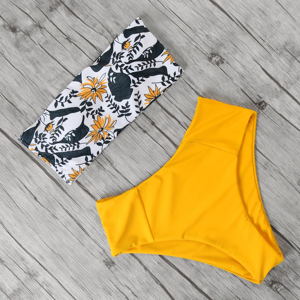 Комплект Бикини бандо 2021 с высокой талией женское бикини пуш-ап открытыми