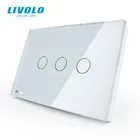 Настенный выключатель Livolo стандарта сша с сенсорным экраном, 3-клавишный, 1 канал, 110  220 в переменного тока, белая стеклянная панель, фотоэлементы