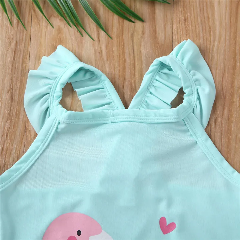 Женский слитный купальник с принтом фламинго летний для девочек|Детские