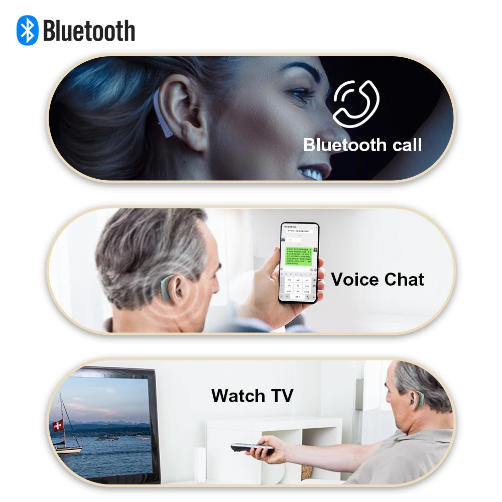 Перезаряжаемые Цифровые слуховые аппараты Bluetooth мини усилитель звука уха