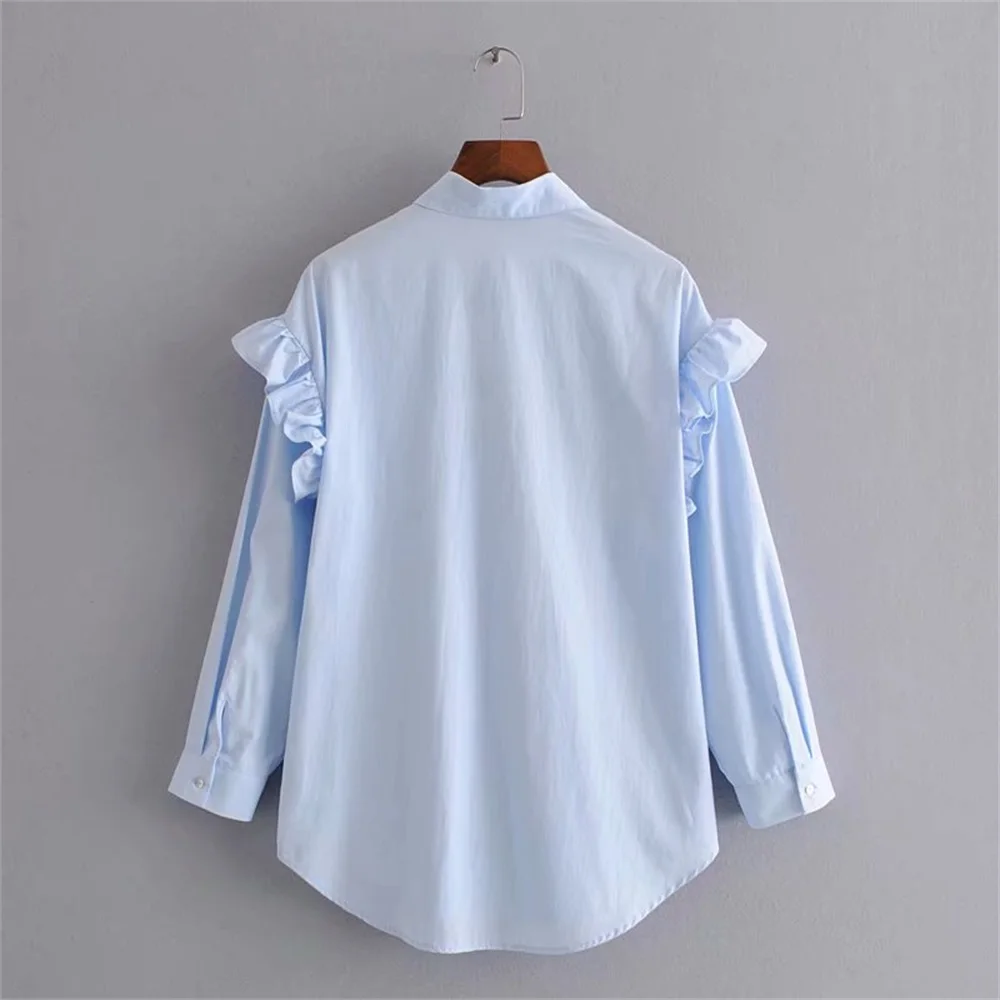 Новинка Весна 2020 женская рубашка поло с длинным рукавом декоративная