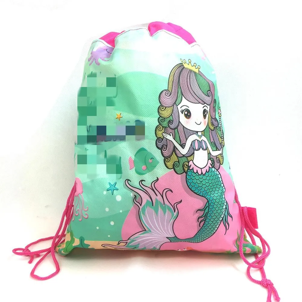 

20pcs Mermaid Crown Theme non-woven bag fabric backpack child travel school bag decoration mochila drawstring gift bag