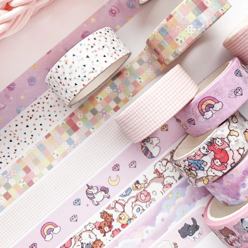 

Welfare! Unicorn-Hand-Account Tape Whole-Roll INS Salt Stationery Sticker Masking Tape Decorative Washi Tape Grid Washi Tape