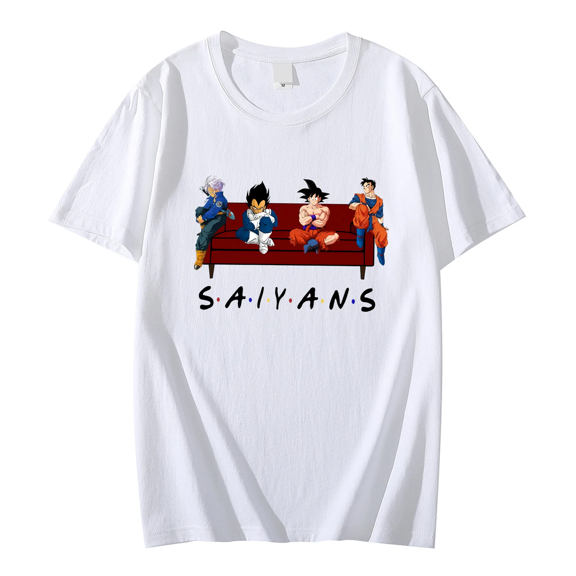 

Men Women Anime Dragon Ball Z Saiyan Printed Round Neck T-Shirts Cozy Cotton Tops