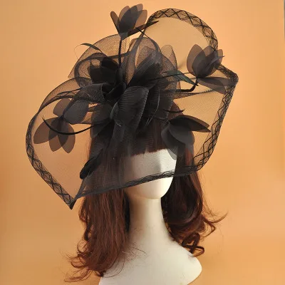 

European and American stage performance photo style exaggerated head jewelry super large horse racing catwalk gauze flower hair