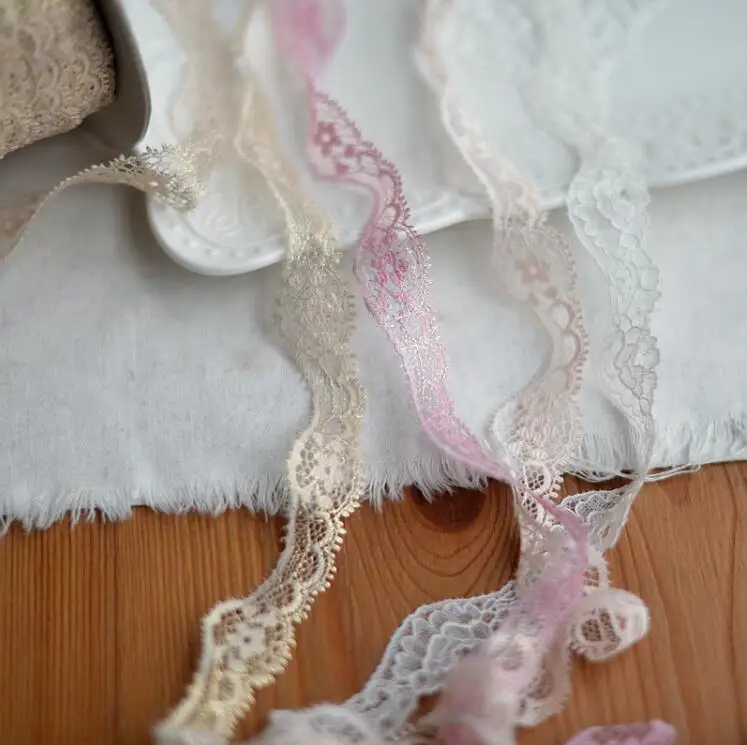 Оптовая продажа 10 метров 2 3 см красивая розовая слоновая кость вышивка кружевная