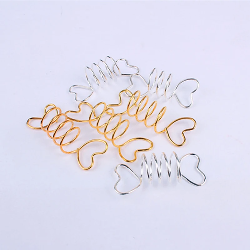 10 шт. золотистые и Серебристые косы для волос dread dreadlock бусины сердце спиральные