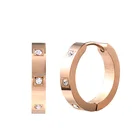 Серьги-кольца женские из розового золота крошечный Циркон пробы с фианитами