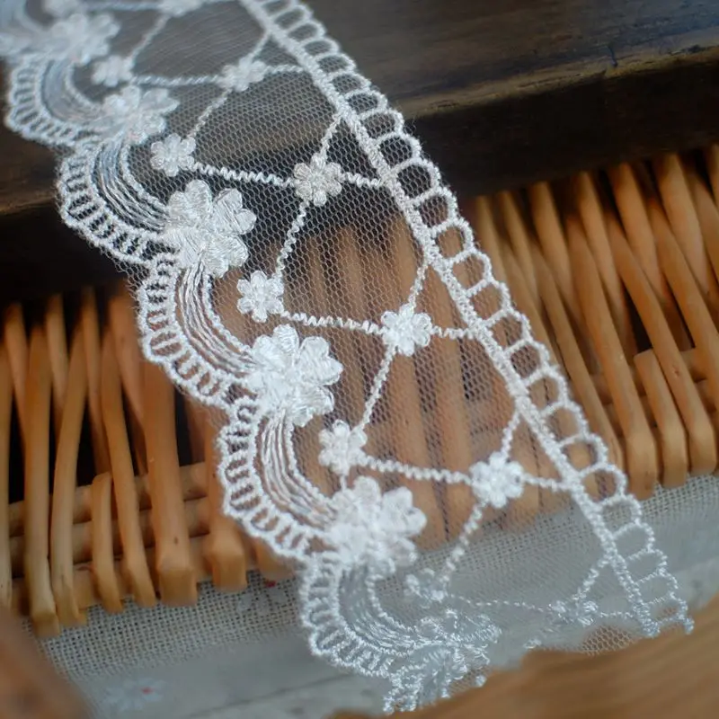 

Embroidery Lace Trim Cotton Net Yarn Wedding Dress Veil Garment Skirt Decoration DIY Craft Accessories