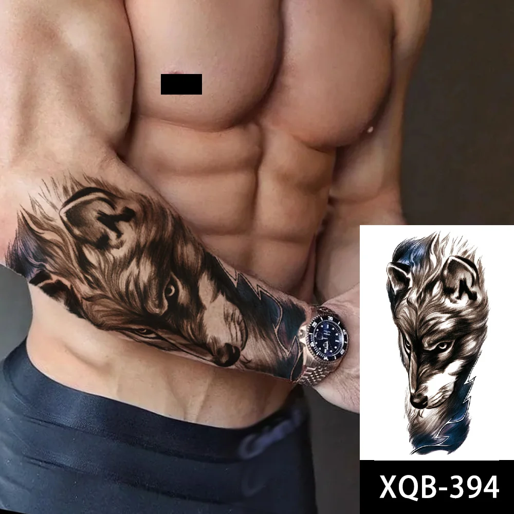 Черные водостойкие Временные татуировки 3D наклейки стойкие змея тигр волк Лев