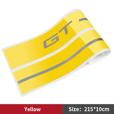 Yellow TPIC наклейки для автомобиля из углеродного волокна GT LOGO, боковые полосы для гоночного автомобиля, наклейки для кузова и наклейки для Ford Mustang 2009 - Название цвета: Yellow