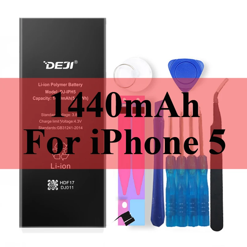 1440mAh For iPhone 5 Deji Аккумулятор для Apple iPhone 5S SE 6 6s 7 4s 5 8 X SE 6Plus 6sPlus 8Plus Plus iPhone7 1430mAh-3410mAh сменный литий-полимерный батарея+бесплатный инструмент для Apple iPhone 5s SE 6 6s 7 Мобильный телефон батарея - Цвет: 1440mAh For iPhone 5