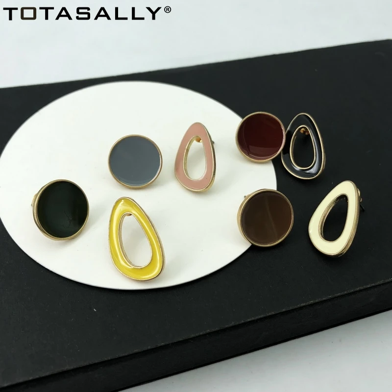 

TOTASALLY Irregular Geometric Stud Earrings for Women Fashion Multi-color Enamel Mix-matched Girl's Stud Earrings Dropshipping