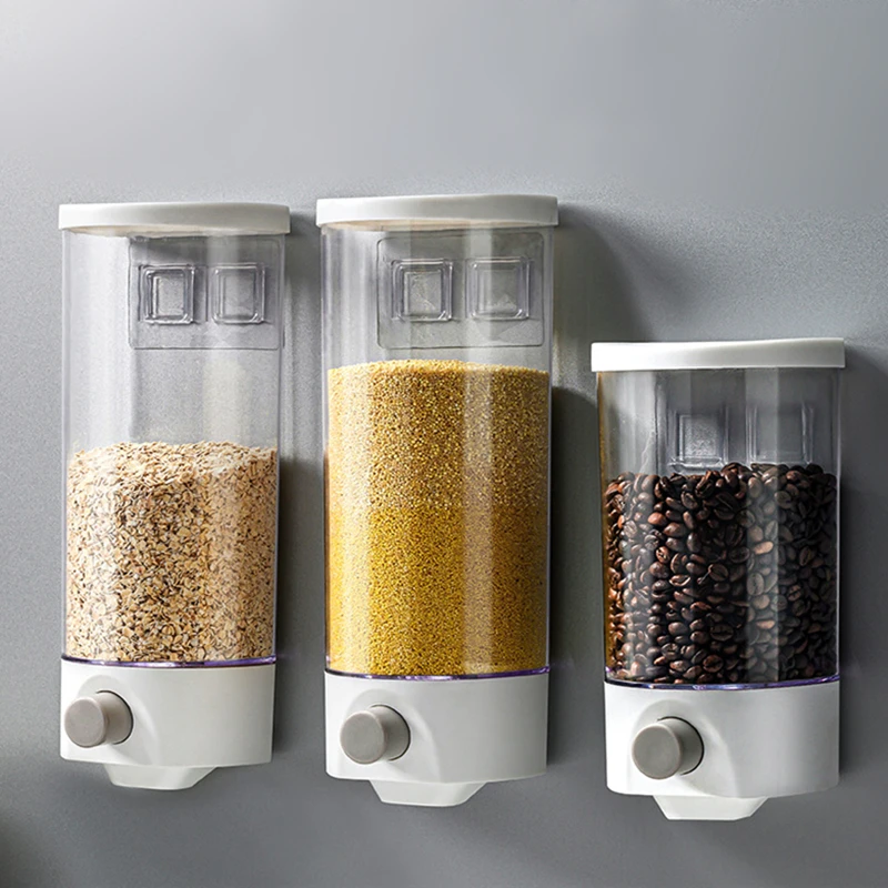 

Wall-mounted Plastic Jars for Bulk Cereals Sugar Spices Organizer Transparent Food Container Storage Boxes Kitchen Accessories