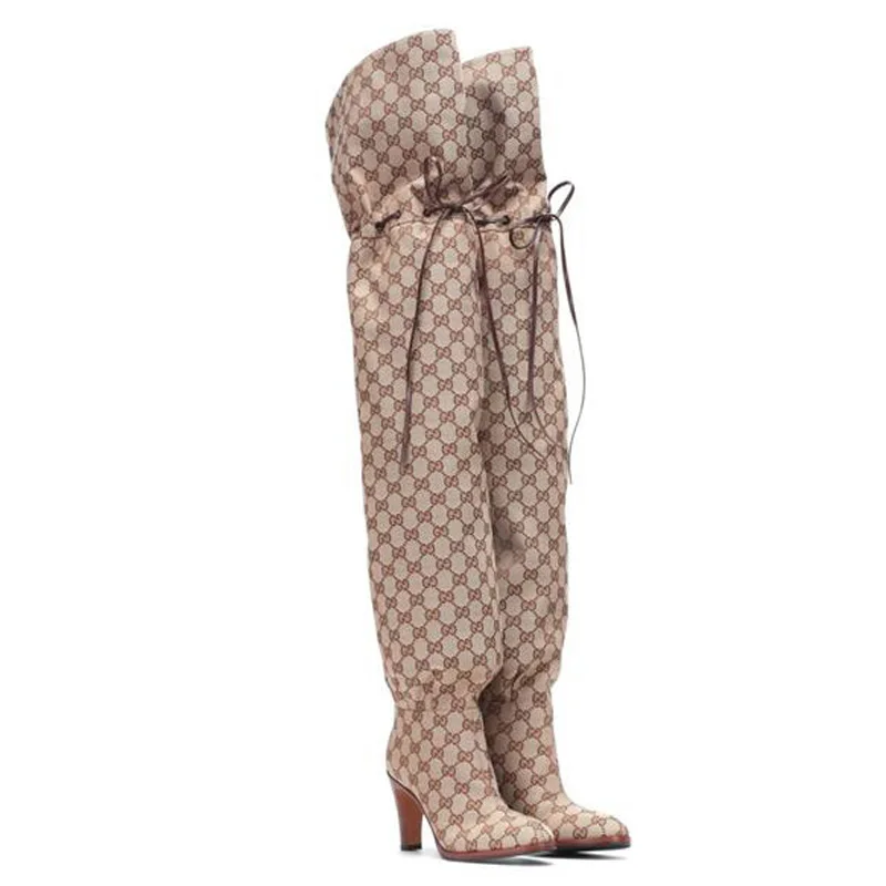 Новинка фирменный дизайн женские сапоги до бедра на квадратном каблуке Сапоги