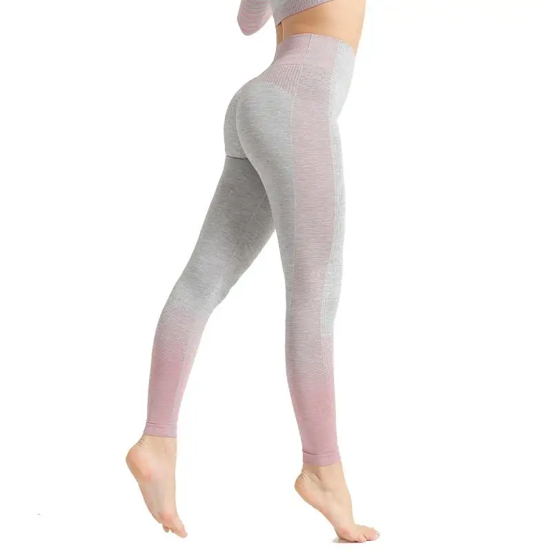 Женские леггинсы для фитнеса SVOKOR Бесшовные тонкие полосатые с эффектом пуш ап