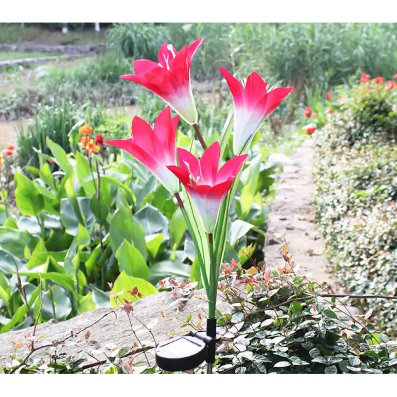 

Outdoor Solar Lily Flower Night Light Waterproof Garden Landscape Lamp Home Decorative Lawn Lamps Portable Lighting Accessories