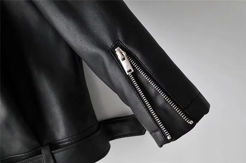 Модная женская осенняя куртка из искусственной кожи классическая байкерская