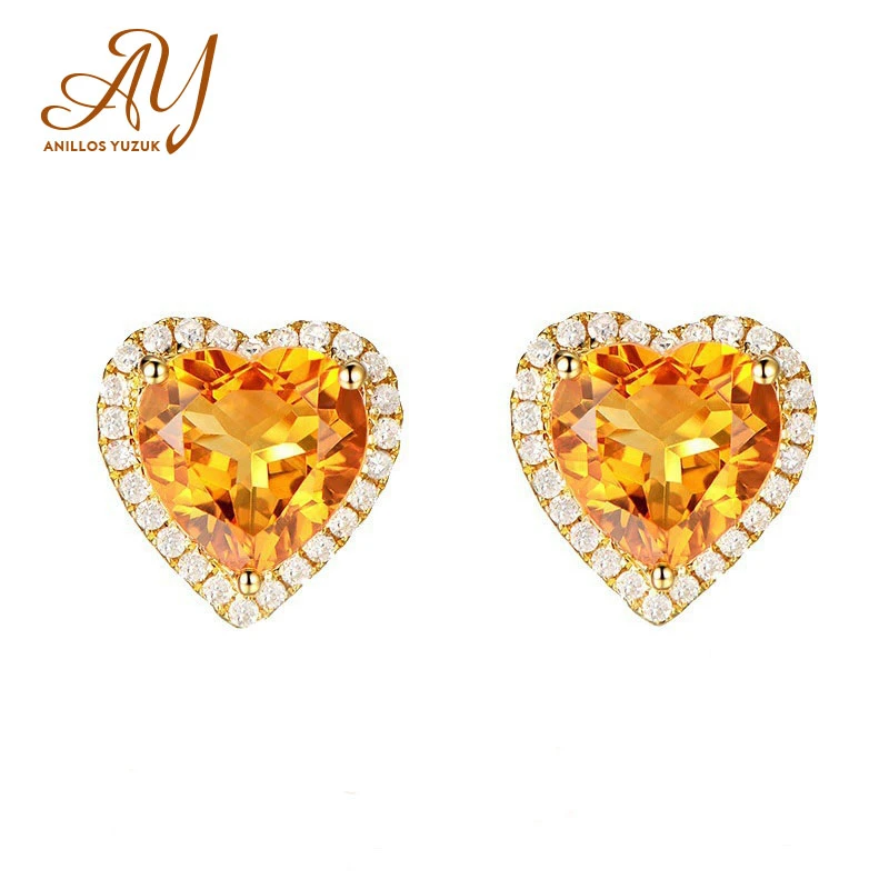 Женские серьги в форме сердца Anillos Yuzuk желтое ювелирное изделие с цветными