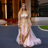 pink moroccan caftan evening dress a line floor length tulle saudi arabia special occasion prom dresses summer dress custom made